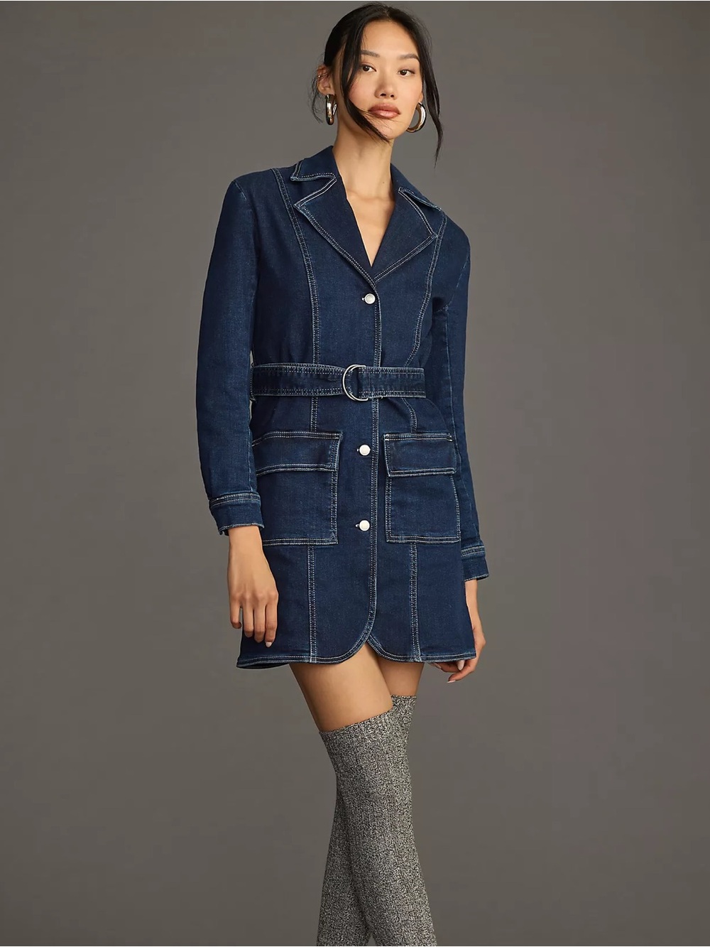 NWT Pilcro Belted Denim Blazer Dress